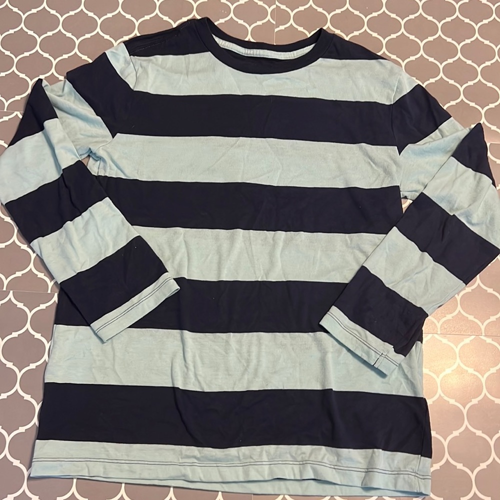 Blue striped boys size large (10/12) Long sleeve shirt